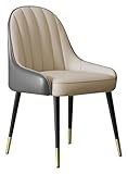 Moderne Esszimmerstühle aus PU-Leder mit hoher Rückenlehne und Metallbeinen, weich gepolsterte Sitze für Büro, Lounge, Wohnzimmer, Küche und Schlafzimmer, Dunkelgrau und Khaki