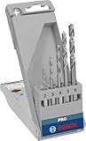 Bosch 5x PRO Wood HSS Holzspiralbohrer-Set (für Weichholz, Hartholz, Ø 2,0, 3,0, 4,0, 5,0, 6,0 mm, Professional Zubehör Bohrmaschine/Schrauber)