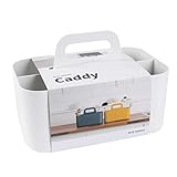 BLUE GINKGO Stapelbarer Organizer-Caddy – Tragbare Aufbewahrung aus Korea für Bad, Büro, Bastel- oder Schulbedarf (Rechteckig, Weiß)