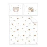 Herding babybest Wiegenbettwäsche Little Friends, Kopfkissenbezug 35 x 40 cm mit Hoteleinschlag, Bettbezug 80 x 80 cm mit Hoteleinschlag, Baumwolle