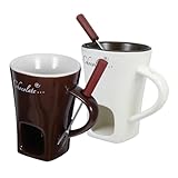 JECOMPRIS 2 Sets Keramik Fondue Becher Zum Schmelzen Von Schokoladenkäse Schnellheizung Topf Keramik Schmelztiegel Käse Schmelzenofen Fonduewärmer Mit