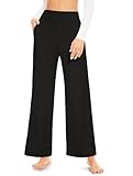 ACTINPUT Yogahose Damen Lang mit Taschen Jogginghose Damen Baggy Hohe Taille Sporthose Weites Bein Trainingshose Laufhosen (Schwarz,XL)