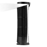 Kleiner Turmventilator, per USB wiederaufladbar, leises Gebläse – klingenloser Turmventilator mit LED-Licht für Schlafzimmer, Wohnmobil, Schreibtisch, Studio, Innenraum, Garage, Auto, Küche