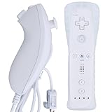 MOVHEIYL Ersatz fernbedienung für Wii und Wii U, integriertes 2-in-1 Motion Plus mit Silikonhülle und Nunchuck (Weiß)