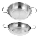 TOYANDONA 2 Stück Suppentopf aus Edelstahl Kochen rostfrei Nicht -STiCK Kochgeschirr aus Stahl braten klein Stahlpfanne Wok zu Hause Wok Edelstahl Hausmannskost-Pfanne Silver