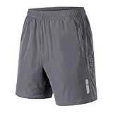 Yusealia Gym Shorts Herren Schnelltrocknend Kurz Hosen Elastische Taille Leicht Sommershorts Freizeithose mit Reissverschluss Taschen Sporthose Stretch Atmungsaktiv Jogginghose Outdoor Kurze Hose
