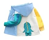 Vinmin Kleinkind Kapuzenjacke Cartoon Dinosaurier Reißverschluss Mantel Kleine Mädchen Jungen Jacke Dünn Mode für Frühling Herbst, Blau, 5 Jahre