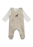 Sterntaler Strampler Set Pünktchen – 2-teilig – Baby Strampler aus Jersey mit Esel Emmi Applikation & Langarmbody – bequemer Unisex Zweiteiler ab Geburt - Druckknöpfe im Schritt – Natur – Größe 68