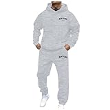 Asija Jogginganzug Herren Baumwolle 2-Teilig Set Kapuzenpullover Und Jogginghose Trainingsanzug Winter Einfarbig Langarm Hoodie Mit Taschen Baggy Sportanzug Streetwear Freizeitanzug Tracksuit