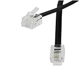 5M langes RJ11 Telefonkabel, 6P4C Westernkabel RJ11 auf RJ11 Stecker Flachkabel Telefondose Modem Router Fax ISDN DSL VDSL Internet, Schwarz, 5 Metre
