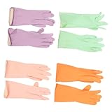 DEARMAMY 4 Paare Wiederverwendbare Spülhandschuhe aus Flexiblem Latex Haushaltsgeeignet Öl Schmutzresistent Mittlere Farblich Sortiert für Küche und Allgemeine Reinigung