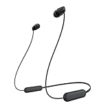 Sony kabellose WI-C100 In-Ear-Kopfhörer (bis zu 25 Stunden Akkulaufzeit, optimiert für Sprachassistenten, integriertes Mikrofon für Telefonate, Bluetooth), Schwarz, klein