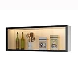 Wandmontierter Glasvitrine, Speisekammer, Aufbewahrungsschrank mit Türen, Lagerregale für Badezimmer, Bohrfreier Hängeschrank mit Licht