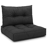 Polster für Gartenmöbel Set Sitzpolster 60x60 cm und Rückenkissen 40x60 cm - Lounge Kissen Outdoor Polster Balkon und Gartenmöbel-Kissen Loungekissen Gartenpolster Auflagen für Rattanmöbel Graphit