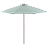 Terrassenschirm, Holz-Sonnenschirm, Strandschirm Windfest Stabil, Rund Gartenschirm 270 cm, UV50+ Sonnenschutz Marktschirm(Green Striped)