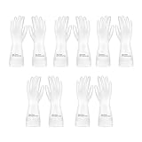 SXTYYH 5 Paare Lang Gummihandschuhe for Den Abwasch Transparent Wasserdicht Heavy-Duty Putzhandschuhe, for Die Küche Haushaltshandschuhe(L_White A)