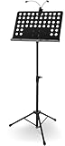 McGrey Orchesterpult Set mit LED-Leuchte (höhenverstellbarer Notenständer inkl. LED-Notenpultleuchte) Schwarz