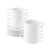 Holst Porzellan LUB SET 12 Porzellan 12-tlg. Set Suppentassen mit Henkel 0,30 l Lubin mit Untere, 16.6 x 7 cm 0,30 l, weiß, für 6 Personen