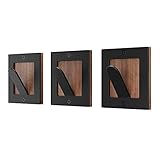 Wandgarderobe Hakenleiste - 3er Set - Walnussholz Schwarz Quadratische Metallhaken zum Aufhängen von Mänteln - Huthaken für Wand - Hutaufhänger für Wandhaken