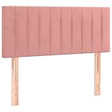 vidaXL Kopfteil, Bettkopfteil mit Holzbeinen, Höhenverstellbar Polsterkopfteil für Bett, Betthaupt Bettzubehör Schlafzimmer, Rosa 90x5x78/88cm Samt