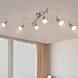 Glitzerlife LED Deckenstrahler 6 Flammig Wohnzimmer - Deckenleuchte Modern Deckenlampe GU10 Deckenspot Schwenkbar 330°Drehbar Spot Strahler Lampe Edelstahl Decke Schlafzimmer innen Ohne Leuchtmittel
