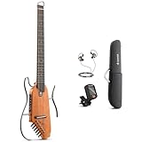Donner HUSH-I Leise Elektro-Akustik Gitarre für Unterwegs, Kopfloser Tragbarer Reisegitarre, Ultraleichte Mahagonikorpus mit abnehmbaren Rahmen, Gigbag und Zubehör
