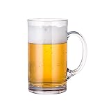 Ddujbtp Acryl-Bierkrug mit Griff, unzerbrechliche Trinkgläser, bruchsichere Wassergläser für drinnen und draußen, spülmaschinenfest