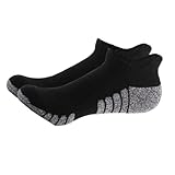 TOPPERFUN 6 Paare Sportsocken Herren Damen Atmungsaktive Baumwollsocken mit Polsterung Rutschfeste Laufsocken für Sport und Alltag Xl Schwarz