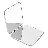PSOWQ Taschenspiegel Klein,Tragbar Doppelseitig Klappspiegel, Edelstahl Taschenspiegel Klappbar, Reisespiegel Kompaktspiegel, Handspiegel Geschenke für Mädchen Damen Herren Shopping Trave - Quadrat