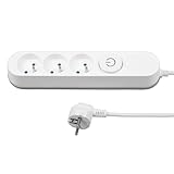 ITENSE - Steckdosenleiste, 3-Fach Steckdosenleiste - 3-Fach Steckdosenleiste - 16 A - mit Fußschalter - Kabel HO5VV-F 3G1 mm² - Farbe: Weiß - Kabellänge: 1 m - Spannung: 230 V - Leistung max: 3680 W