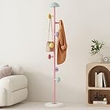 Multifunktionale Pilz-Garderobe mit 7 Haken, 30 cm Sockel aus Kunstharz, stilvolles rosa Design, perfekt für Eingangsbereich, Flur und Schlafzimmer
