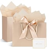 Geschenktüten, 2 Stück Papier Geschenktüten mit 2 Taschentuch und 2 Karten, Geschenktüten mit Griffen für Frauen, Mädchen, Brautjungfern, Geburtstage, Valentinstag und Hochzeitsfeiern