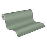A.S. Création Cuba einfarbige Vliestapete mit Struktur 0,53 x 10,05 m – Grün – Uni Wandtapete für verschiedene Räume Made in Germany – 371787