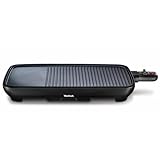 Tefal Tischgrill Malaga TG3918 | Elektrogrill | Regelbarer Thermostat | Antihaftbeschichtete Grillplatte, 2/3 Grill, 1/3 Teppanyaki | Abnehmbares Kabel | Platte+Abtropfschale spülmaschinenfest | 2000W