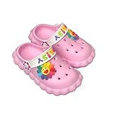 GOODEX Kinder Clogs Mädchen Kinderclogs Gartenschuhe Strandschuhe Sommerschuhe Pantoletten Pantoffeln Gartensandalen Rosa 28-29