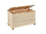 Inter Link - Spielzeugtruhe – Spielzeugkiste – Sitztruhe – Aufbewahrungstruhe – Containerbank - Kinderzimmer – Sitzbank mit Stauraum - Kiefer massivholz – Natur lackiert – Emel