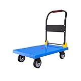 Robuster, faltbarer Plattformwagen, Stahlrahmen, Schiebewagen, multifunktional, handgezogen, tragbarer Transportwagen mit Rädern für einfaches Bewegen