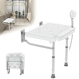 UISEBRT Duschklappsitz Für Wandmontage,Duschstuhl Duschhocker Klappbarer,Badhocker Höhenverstellbar Für ältere Menschen,Schwangere,Behinderte Maximale Belastung 200 Kg
