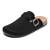 Clogs für Herren und Damen, Pantoletten mit Kork Leder, Hausschuhe Gartenschuhe mit Fussbett Unisex-Erwachsene, Bequeme Sandalen für Frauen
