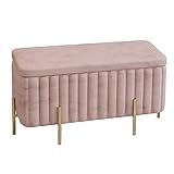 Polsterhocker mit Metallbeinen, Aufbewahrungshocker für Wohnzimmer und Eingangsbereich