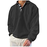 YunYoud Herren Frühling Trendy Zwanglos Hemden Herren Langarm Atmungsaktiv Anzughemd Revers Party-Tops Einfarbig Basic-Shirts Lose Langarm-Shirts