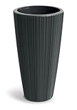 Tymar Blumentopf Gross mit Einsatz, Übertopf Hoch, Pflanzkübel, Blumenkübel aus Kunststoff_ORO (ø. 40 cm (H=73cm); Dunkelgrau)