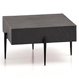 Couchtisch 64x64x35 cm Steinoptik/Metall Sofatisch Anthrazit Quadratisch | Design Wohnzimmertisch Kaffeetisch Massiv | Tisch Wohnzimmer Modern