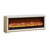 Kamine Kamin-TV-Ständer, Entertainment-Center mit elektrischen Kaminen for das Wohnzimmer, realistische LED-Flamme, Fernbedienung Moderne Dekoration(Bruin,Groß)