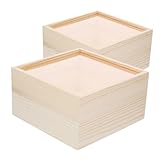 BESTYASH 2 Stück Teiliges Transparente Aufbewahrungsbox aus Klarem Acryl mit Holzrahmen Schiebbarer Deckel Kompakter Organizer für Schreibtisch und Schminktisch für Kleine Gegenstände