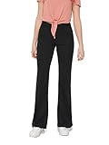 Damen Stretch Schlag Hose Slim Fit Freizeit Schlupf Stoffhose ONLFEVER Elastic Flared Long Pants 70s Retro, Farben:Schwarz, Größe:XL / 32L