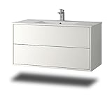 Stil.Zeit Evelia Badmöbel inkl. Waschbecken | Waschtisch mit Unterschrank 100.5 cm | Weiß/Weiss | Push-to-Open/hängend