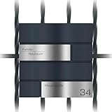 Graviers Design Moderner Zaunbriefkasten mit Zeitungsfach in Anthrazit RAL 7016 - Edelstahl Lasergravur Personalisierung - Briefkasten mit Zaunbefestigung mit Schloss Design 1
