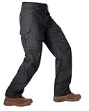 Taktische Hose für Herren, atmungsaktiv, Ripstop-Cargohose, wasserabweisend, Arbeitshose, Wanderhose mit 10 Taschen, ohne Gürtel, Schwarz, 54