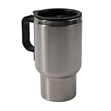 Jotekonoby Elektrischer Auto-Becher, 12 V, 500 ml, Edelstahl, beheizter Reisebecher, selbstheizender Becher, Thermobecher, wasserisoliert, luftdicht, auslaufsicher, Deckel für heißes Wasser, Kaffee